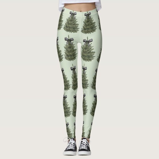 Leggings Fête des arbres de Noël de Bow (Devant)