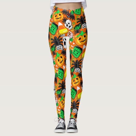 Leggings Fête des Candies Éffrayantes d'Halloween (Devant)