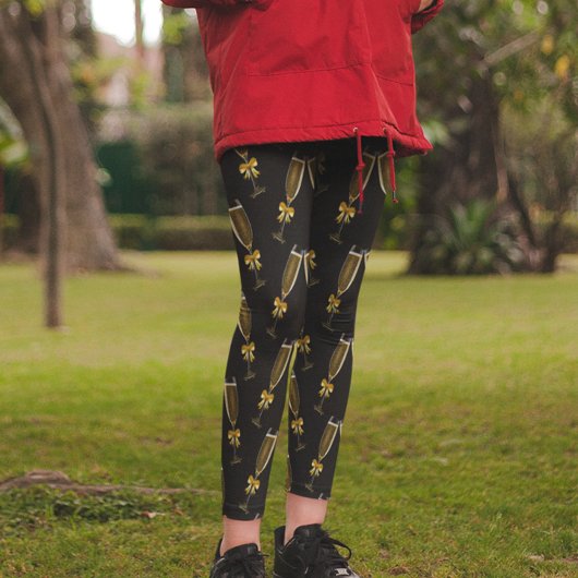 Leggings Fête du Nouvel An Champagne Noir