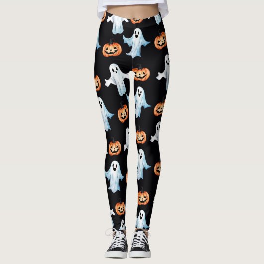 Leggings Fête fantôme en noir (Devant)