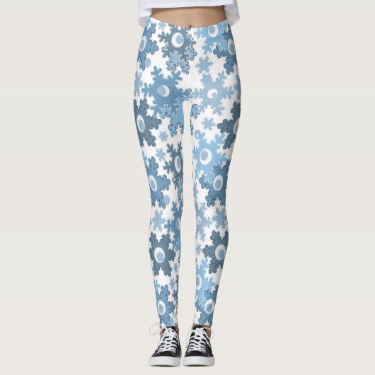 Leggings Fêtes de Noël Fête hiver Flamme de neige brillant (Devant)