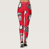 Leggings fêtes rouges hivernales froides de noël animaux (Dos)