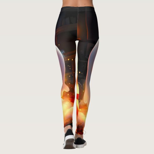 Leggings Feu Citrouille éffrayant Ghost (Dos)