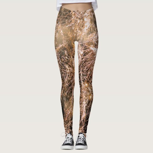 Leggings Feu d'artifice en or brillant Abstrait (Devant)