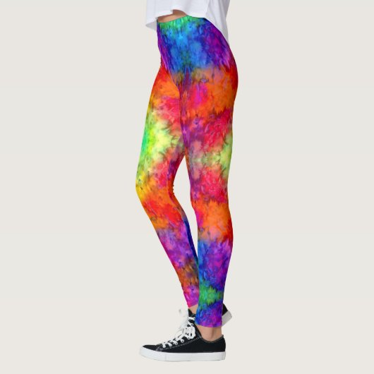 Leggings [Feu et glace] Brillant Gras Arc-en-Ciel Cravate-D (Gauche)