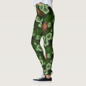 Leggings Feu et hellebore sur vert foncé (Gauche)