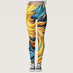 Leggings Feu Jaune Coulant Motif Géométrique De Glace