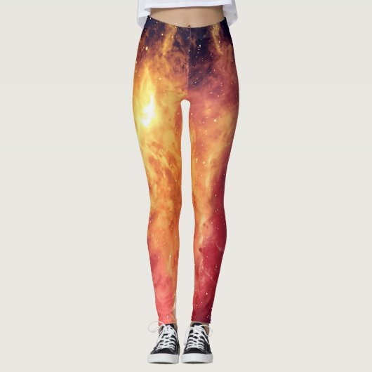 Leggings Feu Solaire à Travers le Cosmos (Devant)