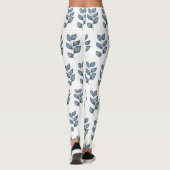 Leggings Feuillage aquarelle bleu et blanc moderne  (Dos)