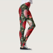Leggings Feuillage de camélia de luxe en fleurs (Droite)