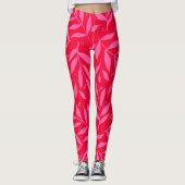 Leggings Feuillage rose et rouge tendance (Devant)