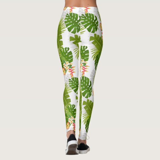 Leggings Feuillage tropical Blanc d'été (Dos)