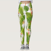 Leggings Feuillage tropical Blanc d'été (Devant)