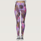 Leggings Feuillage tropical violet d'été (Devant)