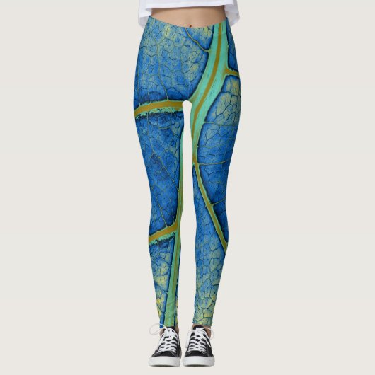 Leggings Feuille bleue élégante (Devant)
