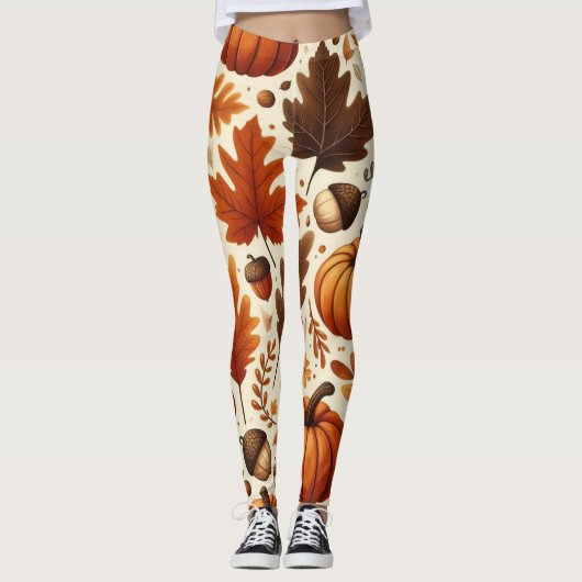 Leggings feuille/citrouille/cavernes Automne (Devant)