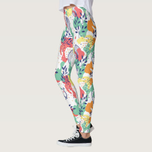 Leggings Feuille coloré et formes organiques motif