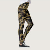 Leggings Feuille d'acanthe classique noir et or (Droite)