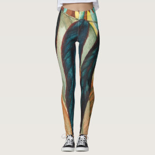 Leggings feuille d'automne motif aux formes colorées contem
