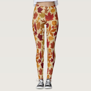 Leggings Feuille d'automne sur le beige