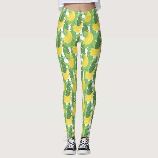 Leggings Feuille de banane et motif de fruit (Devant)