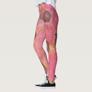 Leggings Feuille de chute rouge pointillée Brown