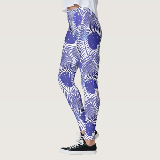 Leggings Feuille de palme bleu tropicale (Gauche)