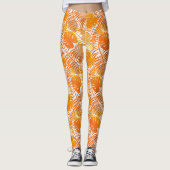 Leggings Feuille de palme tropicale orange brûlée (Devant)