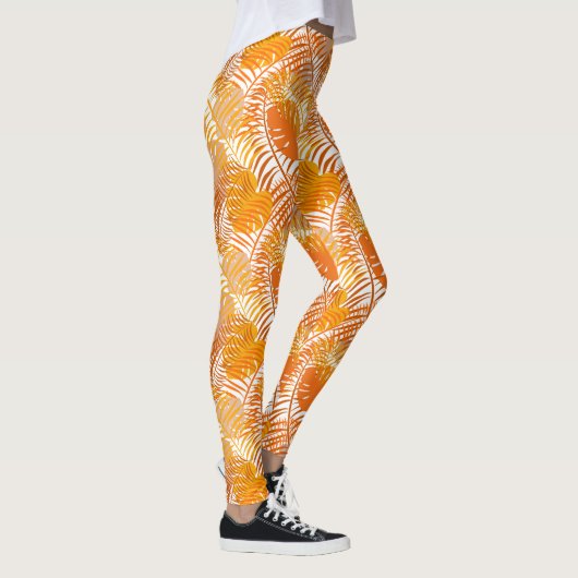 Leggings Feuille de palme tropicale orange brûlée (Droite)