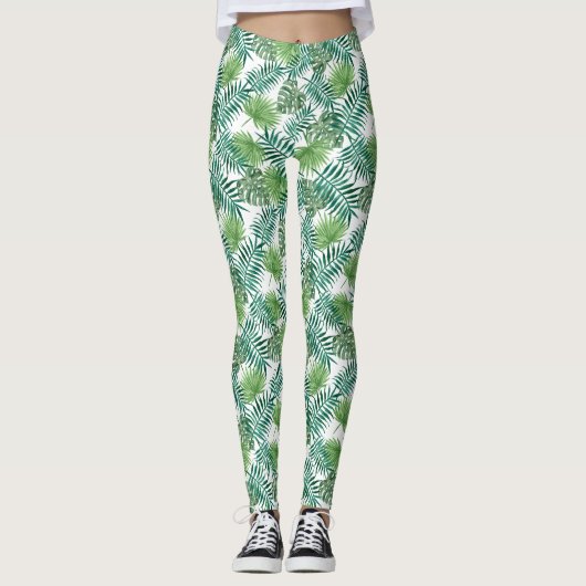 Leggings Feuille de Palme Verte (Devant)