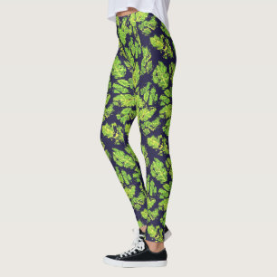Leggings Feuille de peinture acrylique verte nature