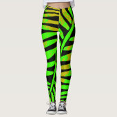 Leggings Feuille de zèbre tropical néon (Devant)