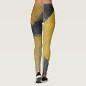 Leggings Feuille d'or, conception noire abstraite (Dos)