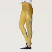 Leggings Feuille d'or, conception noire abstraite (Gauche)