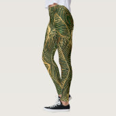 Leggings Feuille d'or Forêt verte Élégant Motif (Gauche)