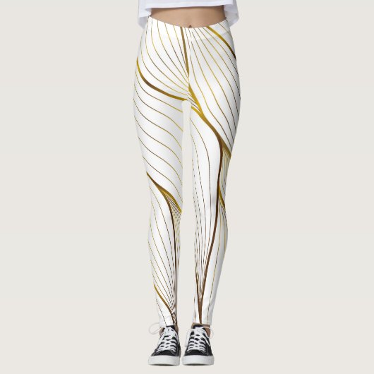 Leggings Feuille d'ornement or (Devant)