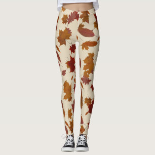 Leggings Feuille en baisse d'automne sur la crème faite su
