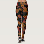Leggings Feuille en baisse d'automne sur le noir fait sur (Dos)