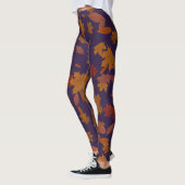 Leggings Feuille en baisse d'automne sur l'indigo foncé (Gauche)