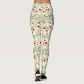 Leggings feuille et fleur rouge style japonais (Dos)