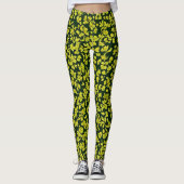Leggings Feuille italien tendance, Motif vert fleuri (Devant)