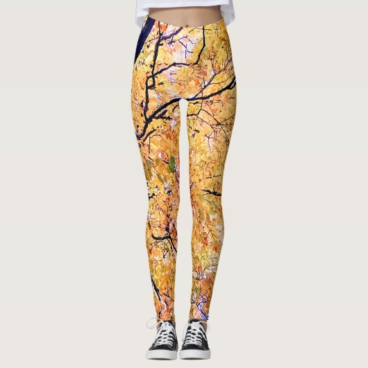 Leggings Feuille jaune et orange (Devant)