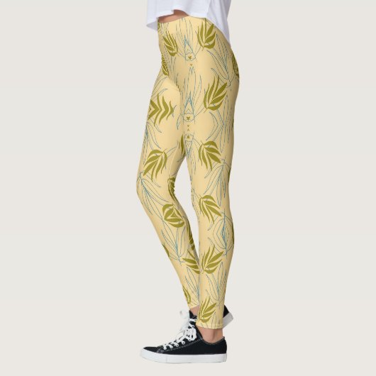 Leggings Feuille mignon sur motif rose (Gauche)