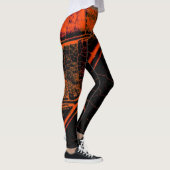 Leggings Feuille noire orange élégant (Droite)