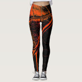 Leggings Feuille noire orange élégant (Devant)