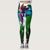 Leggings Feuille roses et verts (Devant)