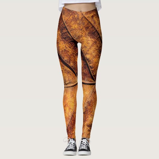 Leggings Feuille sèche : arrière - plan de texture naturell (Devant)