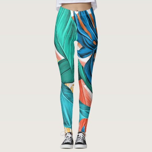 Leggings Feuille tropicaux (Devant)
