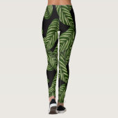 Leggings Feuille vert tropical noir (Dos)