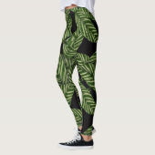 Leggings Feuille vert tropical noir (Gauche)